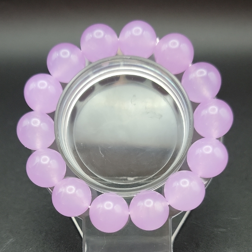 14mm Natural Pink Purple Alexandrite Gemstone Round Beads Stretch Bracelet 6"